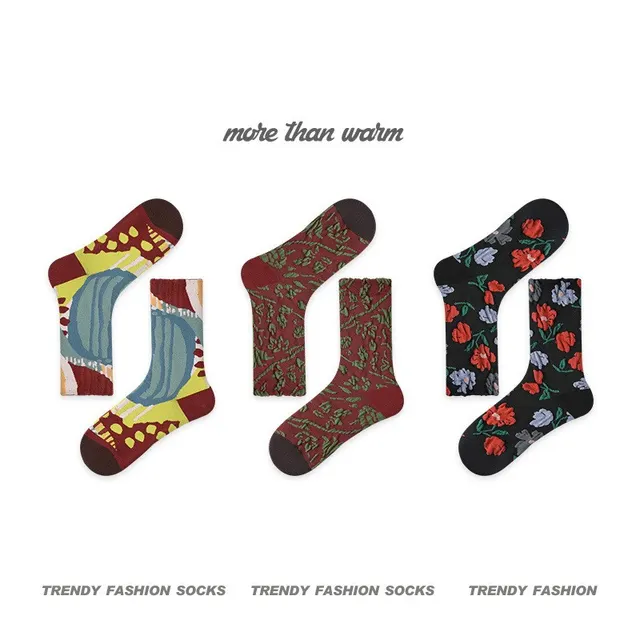 Women's Vintage Combed Cotton Warm Mid calf Length Socks R8195 Warm Sun Shadow - Shop at LoveMi