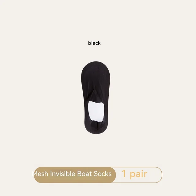 Women's Mesh Boat Socks Summer Thin Cotton Bottom Non slip Tight Ice Silk Arbitrary Cut Women's Low Cut Invisible Socks Black - Shop at LoveMi