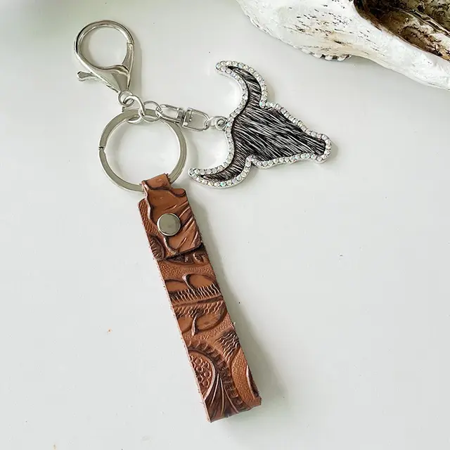 Fashion Red Brown Leather Keychain Style 4 - Shop at LoveMi
