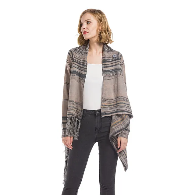 Cardigan Coat Plus Size Sweater Brown Gray - Shop at LoveMi