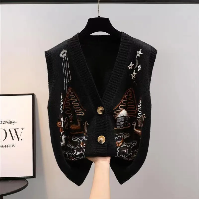 New Loose Vest Outer Knitted Sweater For Women Black - Shop at LoveMi