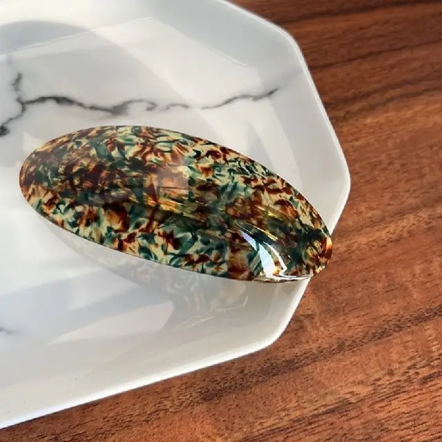 Oval Hairpin Half Tie Hair Clips Hair Accessories Back Head Hairpin Headwear Spring Clip Top Crystal Dark Brown Green - Shop at LoveMi