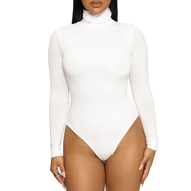 Base Base Women's Turtleneck Long Sleeve Slim Fit Jumpsuit White - Shop at LoveMi