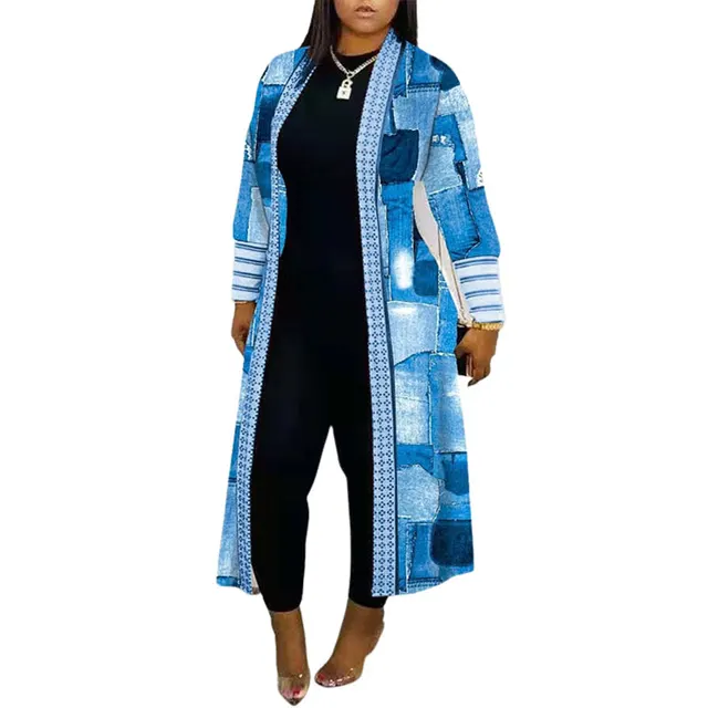 Coat Long Sleeve Stitching Loose Commuter Trench Coat Denim Blue - Shop at LoveMi