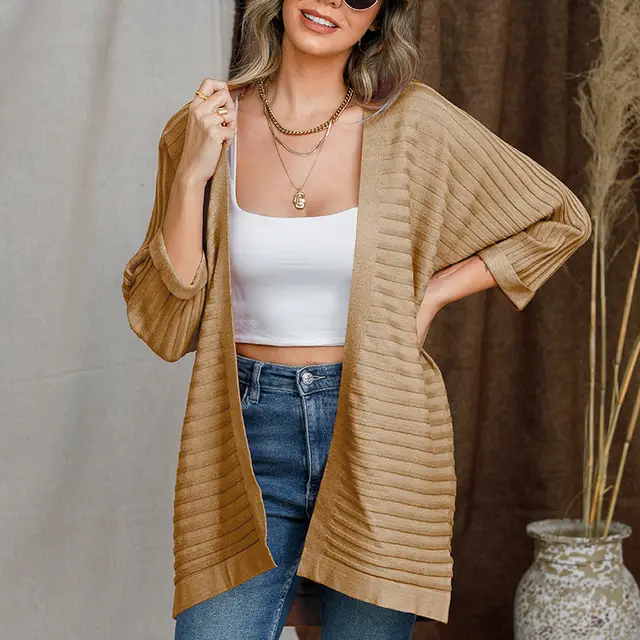 Women's Cardigan Knitted Coat Thin Khaki - Shop at LoveMi