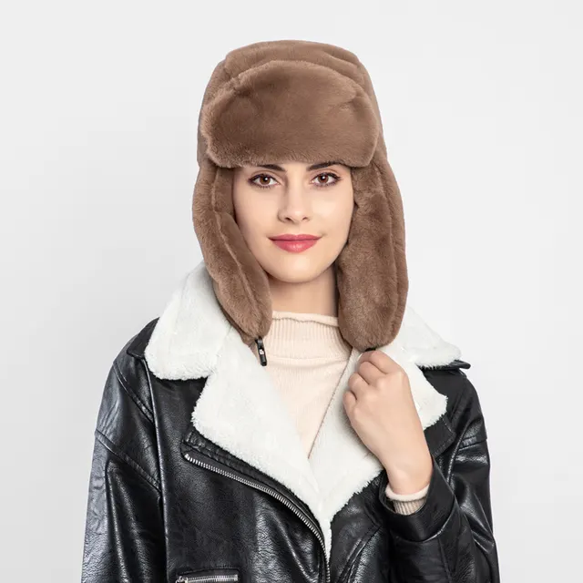 Outdoor Ear Protection Ski Warm Plush Hat Brown - Shop at LoveMi
