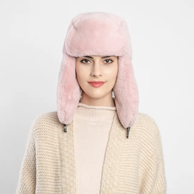 Outdoor Ear Protection Ski Warm Plush Hat Light Pink - Shop at LoveMi