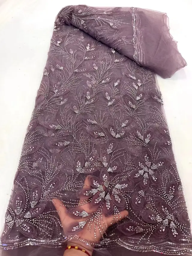 Ribbon Flower Beaded Tulle Lace Fabric Cocktail Party Occasion Evening Dress Embroidered Cloth Lace As Shown In Figure 4 - Shop at LoveMi