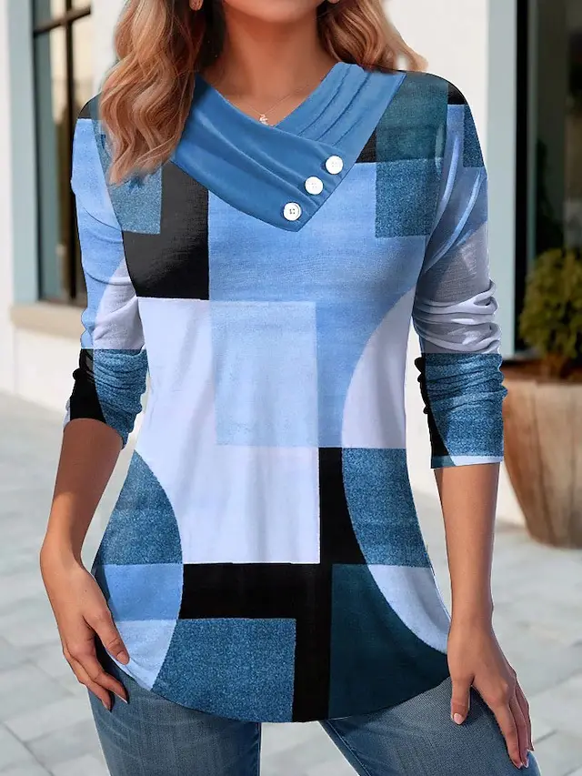 Geometric Stitching Contrast Color Women's V neck Jumpsuit Style 4 - Shop at LoveMi