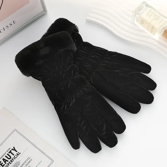 Winter Fleece lined Thickened Touch Screen Gloves Bear Black - Shop at LoveMi