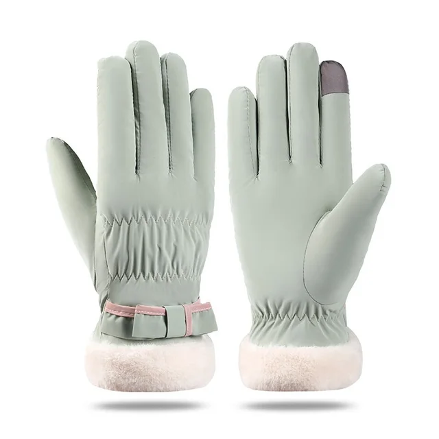 Winter Fleece lined Thickened Touch Screen Gloves Bear Style Green - Shop at LoveMi