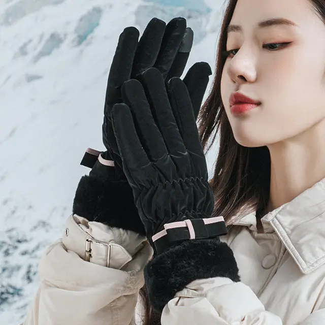 Winter Fleece lined Thickened Touch Screen Gloves Yr205 Black - Shop at LoveMi