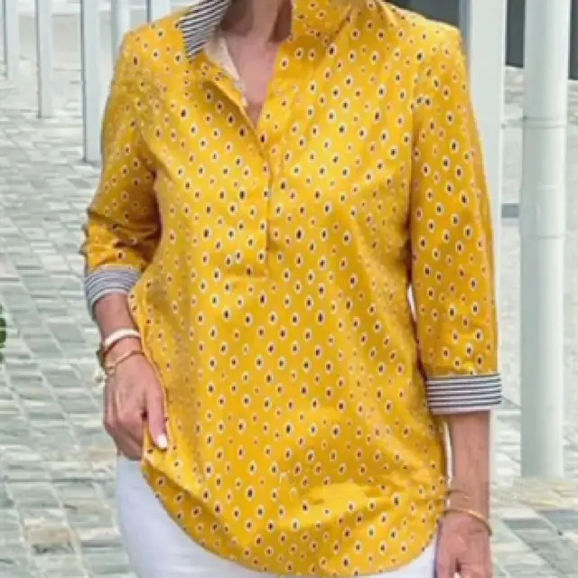 Women's Fashion Digital Printing Shirt Yellow - Shop at LoveMi