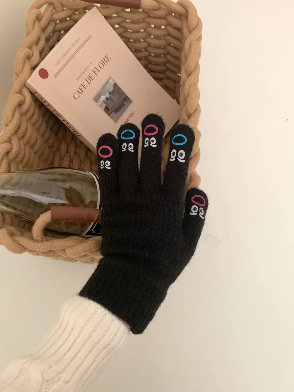 South Korea Facial Expression Bag Gloves For Women - Black