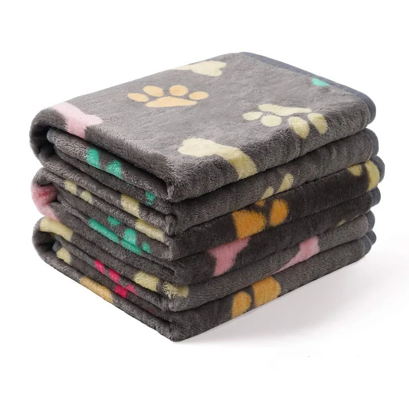 Pet Blanket Dog Cat Pad Warm Blanket Confetti Bone Dog's Paw Blanket Dark Gray - Shop at LoveMi