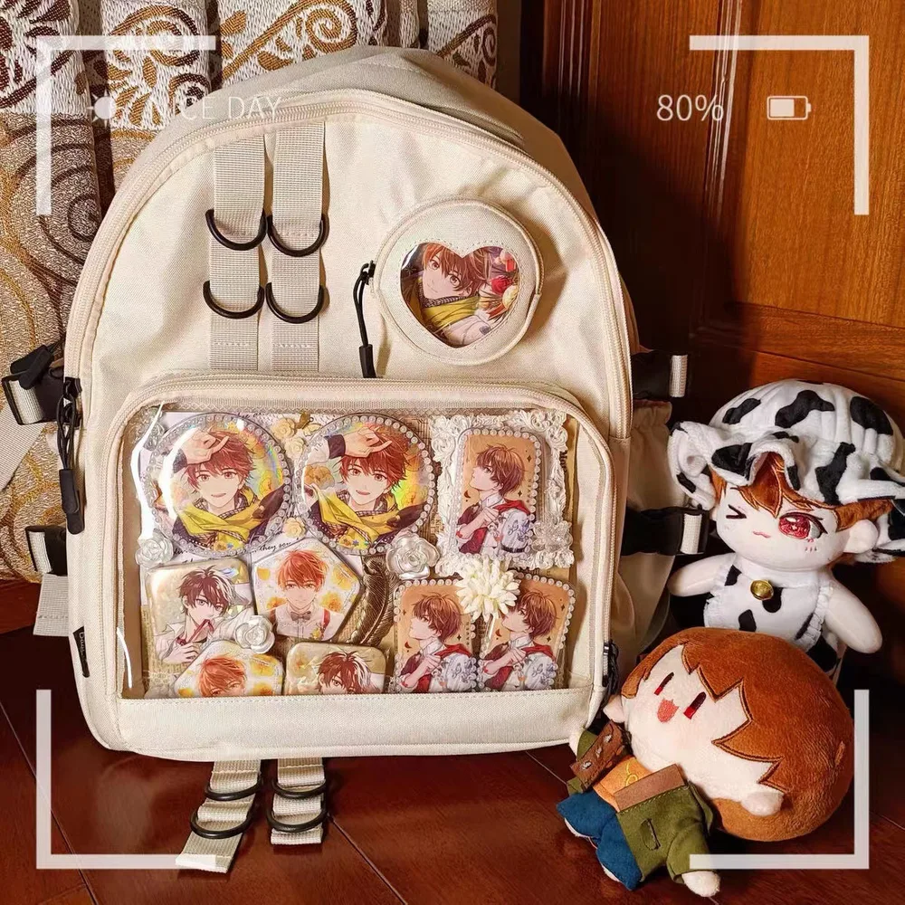 Junior High School Student Large Capacity Canvas Casual Backpack Beige - Shop at LoveMi