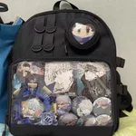 Junior High School Student Large Capacity Canvas Casual Backpack - Black
