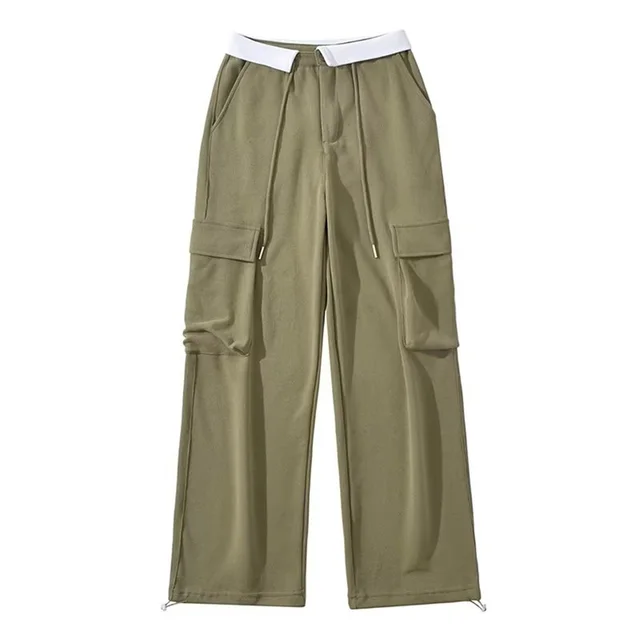 Loose Waist Straight Casual Pants For Women Army Green - Shop at LoveMi