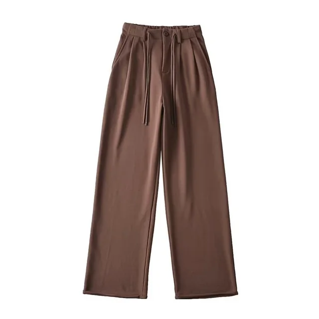 High Waist Drooping Drawstring Mop Slightly Spicy Sweatpants Sports Pants Female Loose Wide leg Pants For Women Coffee - Shop at LoveMi