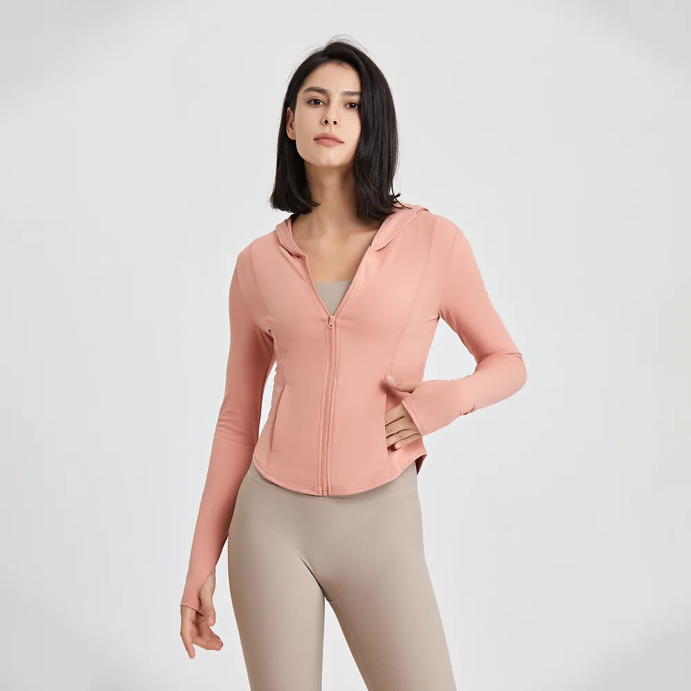 Hooded Running Workout Clothes Top Cinnabar Pink - Shop at LoveMi