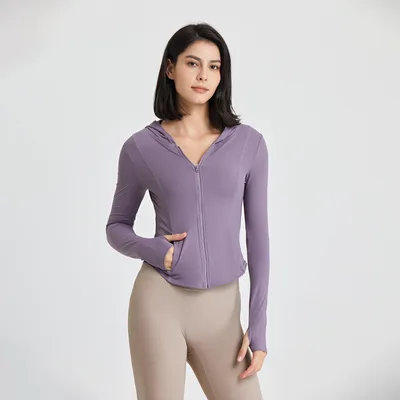 Hooded Running Workout Clothes Top Twilight Purple - Shop at LoveMi