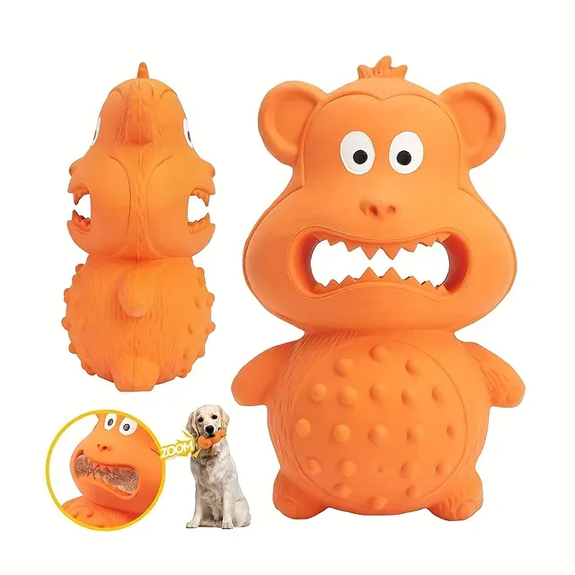 Rubber Mouthing Monkey Toy Durable Rubber Dog Chew Toy Tough Dog Tooth Cleaning Toy Squeaky Durable Medium Large Breed Interactive Chew Toy Orange - Shop at LoveMi