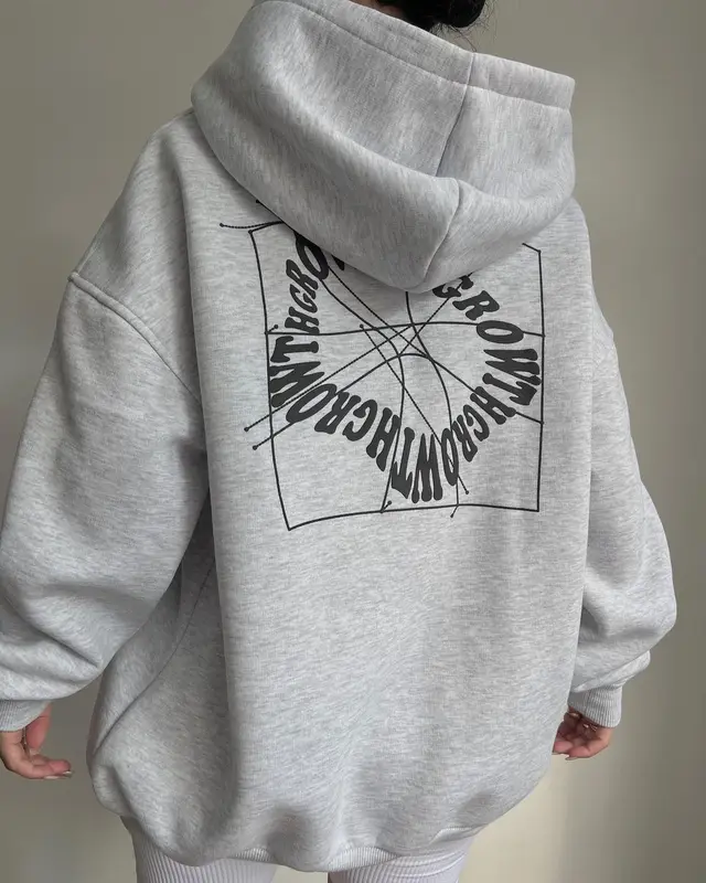 Women's Long Sleeved Hooded Sweater Light Gray - Shop at LoveMi