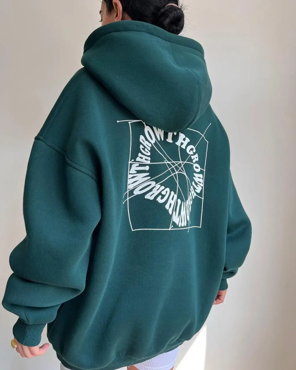 Women's Long Sleeved Hooded Sweater - Peacock Green