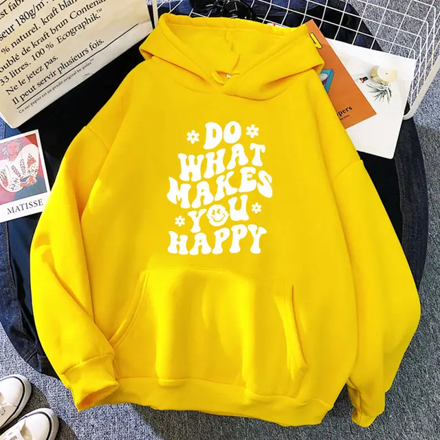 Casual Printed Women's Hoodie Yellow - Shop at LoveMi