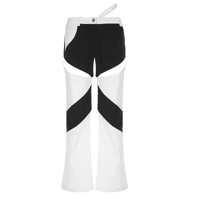 Simple Horn Woven Pants Women Black And White - Shop at LoveMi