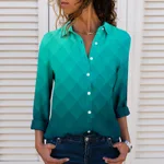 Women's 3D Digital Printing Gradient Color Polo Collar Top Youth Simplicity Casual Ladies Shirt - 8 Colors