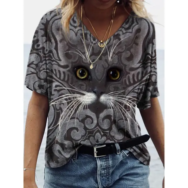 Women's Cotton like Printed Short Sleeve 829131102 - Shop at LoveMi
