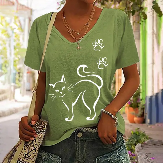Women's Cotton like Printed Short Sleeve 829131104 - Shop at LoveMi