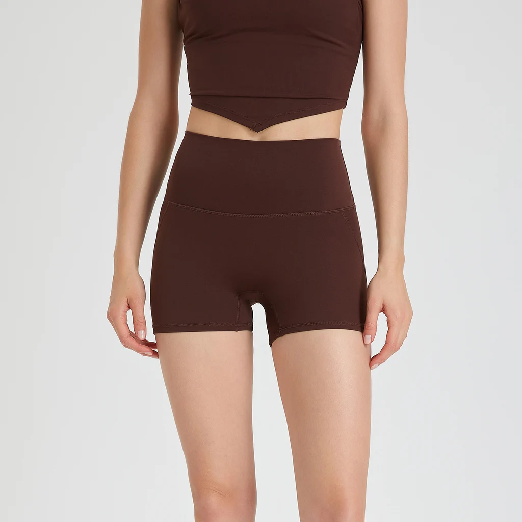 Zero-sense Hot Pants Line Sports Shorts Running Fitness Yoga Pants Women - Chestnut Coffee