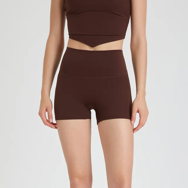 Zero sense Hot Pants Line Sports Shorts Running Fitness Yoga Pants Women Chestnut Coffee - Shop at LoveMi