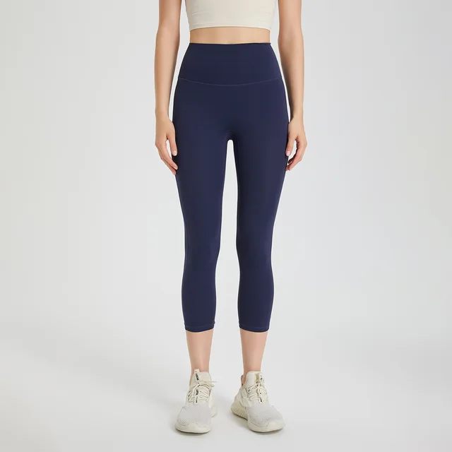 Women's Yoga Pants High Waist Cropped Pants Navy Blue - Shop at LoveMi