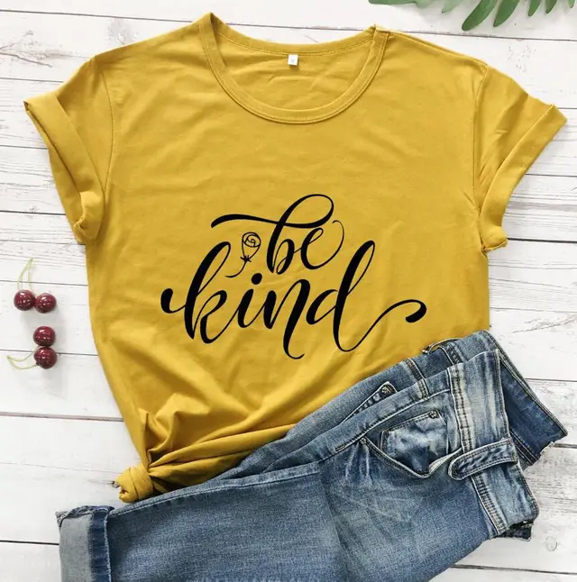Be Kind Rose Style Short Sleeve European And American Street Leisure T shirt Ginger Black - Shop at LoveMi