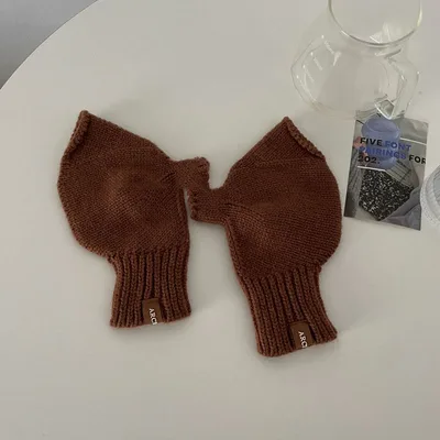 Touch Screen Wool Keep Warm Knitted Gloves Caramel - Shop at LoveMi