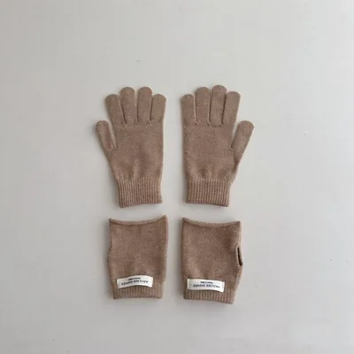 Personalized Five Finger Gloves Winter Dark Khaki Cloth - Shop at LoveMi