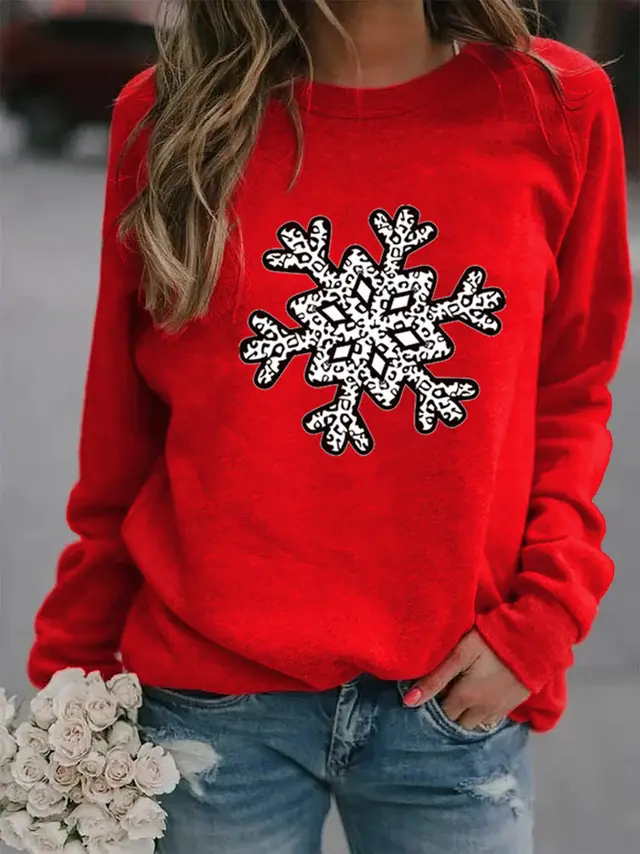 Christmas Creative Letters Printed Crew Neck Sweatshirt Red - Shop at LoveMi