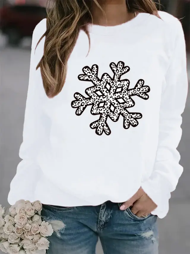 Christmas Creative Letters Printed Crew Neck Sweatshirt White - Shop at LoveMi