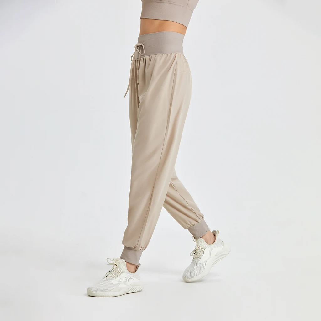 High Waist Drawstring Fitness Yoga Pants Loose Women - Khaki