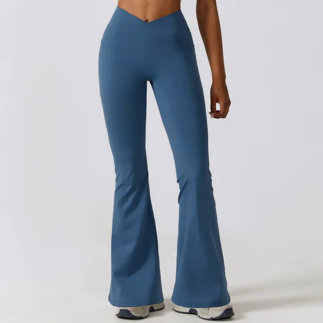 Wide Pants Hip Lifting Yoga Bell bottom Pants Sports Night Sky Blue - Shop at LoveMi