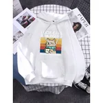 I Like Cats And Coffee Printed Women Hoody - White