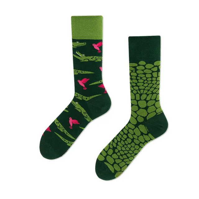 Personalized Cartoon Trendy Socks Creative Cartoon Mid calf Couple Cotton Socks Socks For Men And Women Red Bird Crocodile - Shop at LoveMi