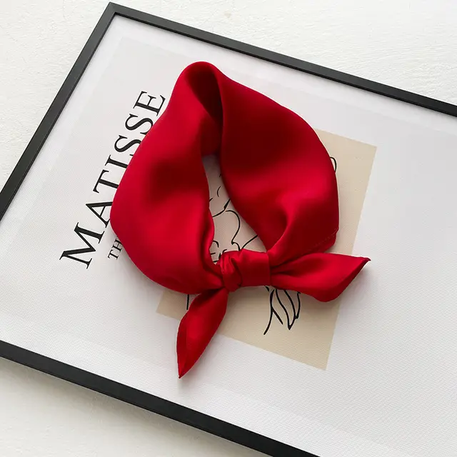 Scarf 53cm Pure Color Silk Scarf Red - Shop at LoveMi