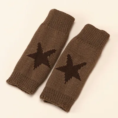Autumn And Winter Acrylic Wool Five pointed Star Gloves Warm Oversleeve Camel - Shop at LoveMi
