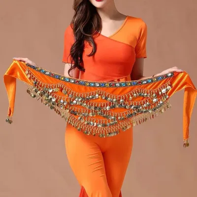 Belly Dance Multi coin Indian Dance Belt Orange - Shop at LoveMi