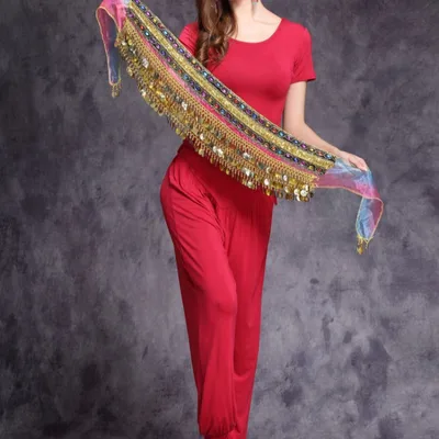 Belly Dance Multi coin Indian Dance Belt Three Rows Color Waist Chain - Shop at LoveMi