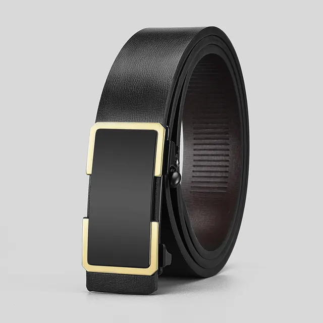 Automatic Leather Buckle Business Belt Golden Edge Buckle - Shop at LoveMi
